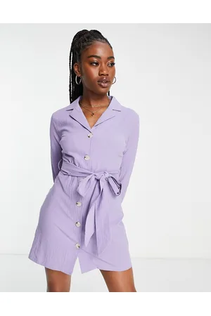 Lola May Damen Freizeitkleider - Tie waist shirt dress in lilac