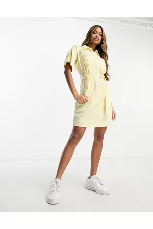 ASOS Damen Freizeitkleider - Seersucker d ring belted shirt mini dress in