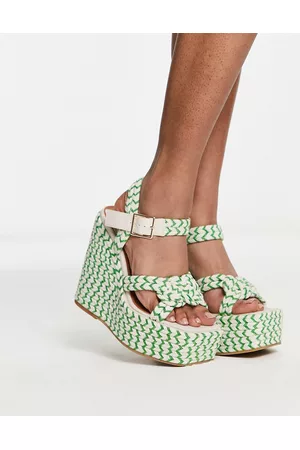 ASOS Damen Keilabsätze - Tynera rope detail wedges in natural and green
