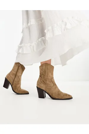 ASOS Rational heeled western boots in taupe