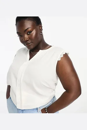 ONLY V neck blouse with crochet trim in