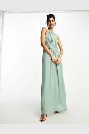 VILA Bridesmaid halterneck maxi dress in sage green