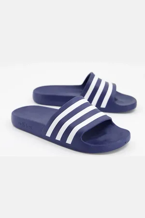 adidas Adidas Swim Adilette white stripe sliders in