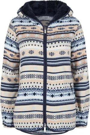 bonprix Kapuzen-Fleecejacke mit Norweger-Muster