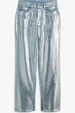 bonprix Straight-Jeans, High Waist mit Glanzeffekt