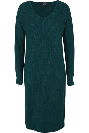 bonprix Strickkleid mit V-Ausschnitt knieumspielend