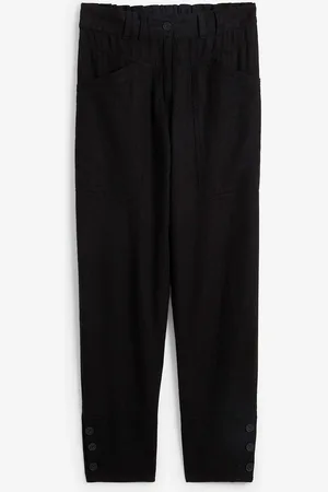 bonprix Leinenhose mit Taschendetails und Knöpfen am Saum