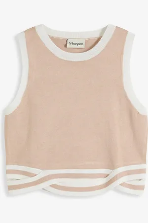 bonprix Cropped Strick-Top mit gewistetem Saum