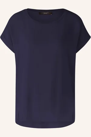 Oui Blusenshirt Im Materialmix blau
