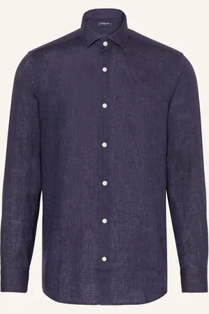Frescobol Carioca Leinenhemd Antonio Regular Fit blau