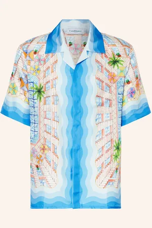 Casablanca Resorthemd Le Plongeon Comfort Fit Aus Seide blau