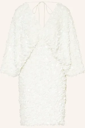 ROTATE Kleid Mit Pailletten Und 3/4-Arm weiss