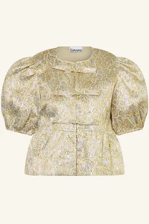 Ganni Blusenshirt Mit Glitzergarn silber