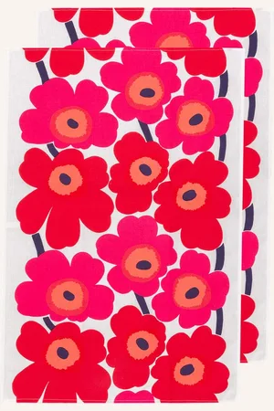 Marimekko 2er-Set Geschirrtücher Pieni Unikko Mit Leinen rot