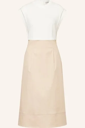 PESERICO SIGN Kleid Im Materialmix Mit Schmucksteinen beige