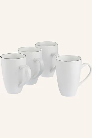 Broste Copenhagen 4er-Set Henkelbecher Salt weiss