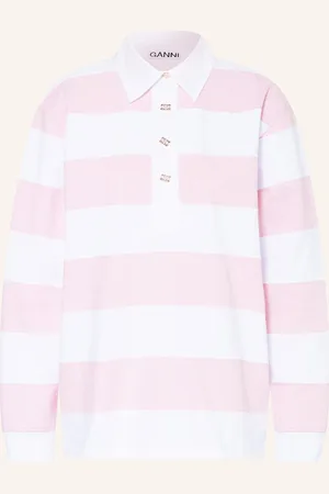 Ganni Jersey-Poloshirt rosa