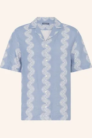 Frescobol Carioca Resorthemd Aus Leinen Comfort Fit blau
