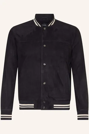 Reiss Lederjacke blau