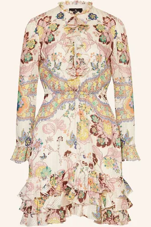 Etro Seidenkleid Mit Rüschen weiss