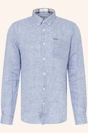 Barbour Leinenhemd Linton Tailored Fit blau