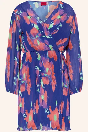 HUGO BOSS Wickelkleid Kahula Mit Plissees blau