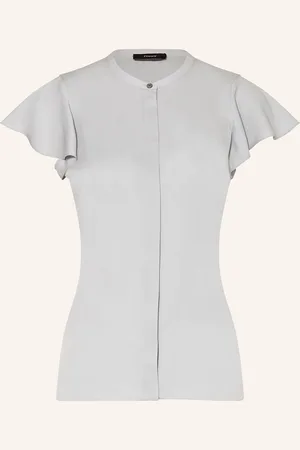 THEORY Satinbluse Mit Volants grau