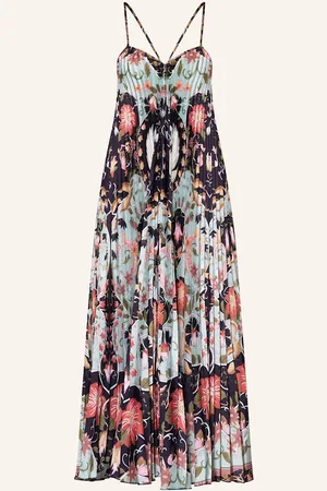 Farm Rio Plisseekleid Flowing Beauty Aus Satin blau