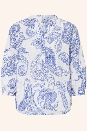 Emily van den Bergh Bluse Aus Lochspitze Mit 3/4-Arm blau