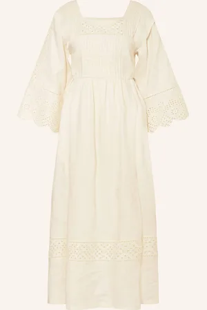 Max Mara Leinenkleid Luglio Mit Lochspitze weiss