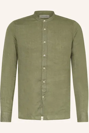 Tintoria Mattei Leinenhemd Slim Fit Mit Stehkragen gruen