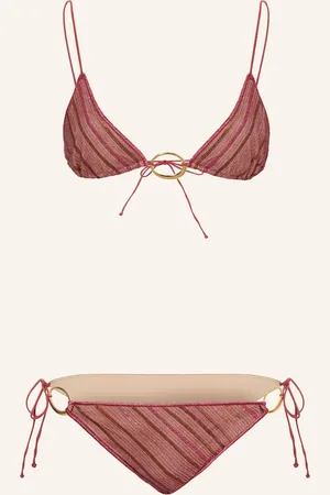 Oseree Triangel-Bikini Shiny Stripes Mit Glitzergarn rosa