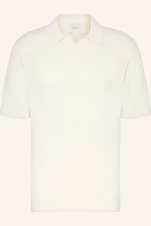 Calvin Klein Strick-Poloshirt Regular Fit Mit Leinen Und Seide weiss