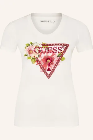 Guess T-Shirt Mit Schmucksteinen weiss