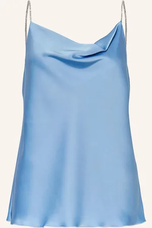 SEM PER LEI Satintop Mit Schmucksteinen blau