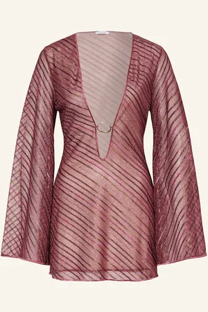 Oseree Strandkleid Shiny Stripes Mit Glitzergarn rosa