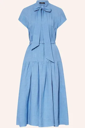 SLY 010 Addition Leinenkleid Luca In Jeansoptik Mit Abnehmbarer Schluppe blau