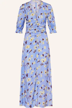 Baum und Pferdgarten Seidenkleid Amma blau