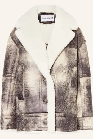 Stand Studio Jacke Louisa In Lederoptik Mit Kunstfell grau