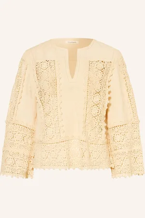 By Malene Birger Blusenshirt Donna Mit Leinen Und Spitze weiss