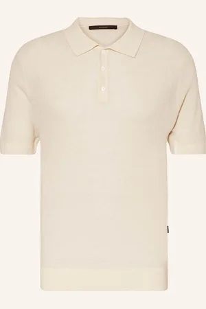 Windsor Strick-Poloshirt Lindo-Pr Mit Leinen weiss