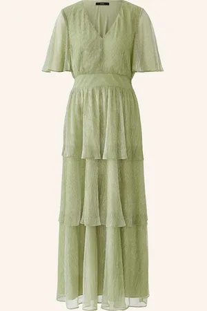 Oui Plisseekleid Mit Glitzergarn gruen