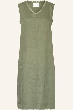 Oui Kleid Im Materialmix Mit Leinen gruen