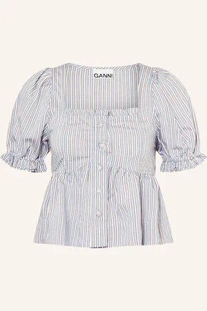 Ganni Blusenshirt Mit Rüschen blau