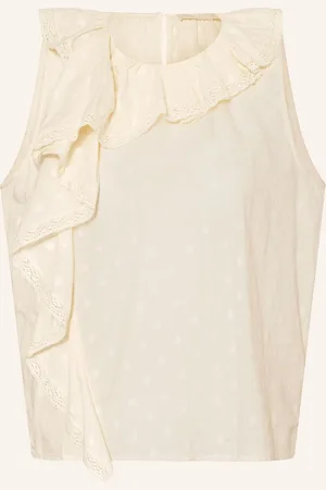 ULLA JOHNSON Blusentop Thalia Mit Spitze Und Rüschen weiss