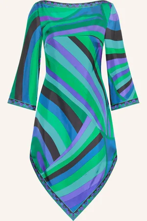 Puccini Seidenkleid Mit 3/4-Arm blau