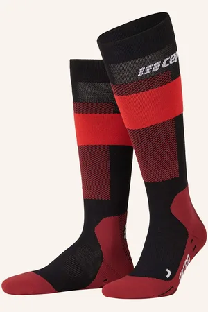 CEP Skisocken Merino Compression - Tall Mit Merinowolle rot