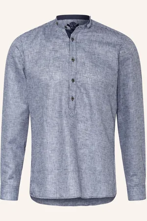 Hammerschmid Trachtenhemd Slim Fit Mit Stehkragen blau