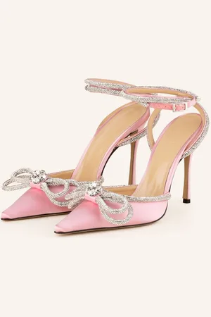 Mach & Mach Sandaletten Double Bow Mit Schmucksteinen pink