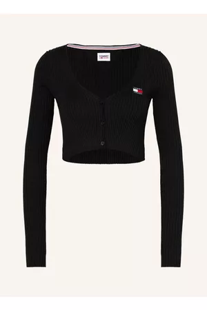 Tommy Hilfiger Damen Crop Pullover - Cropped-Strickjacke schwarz